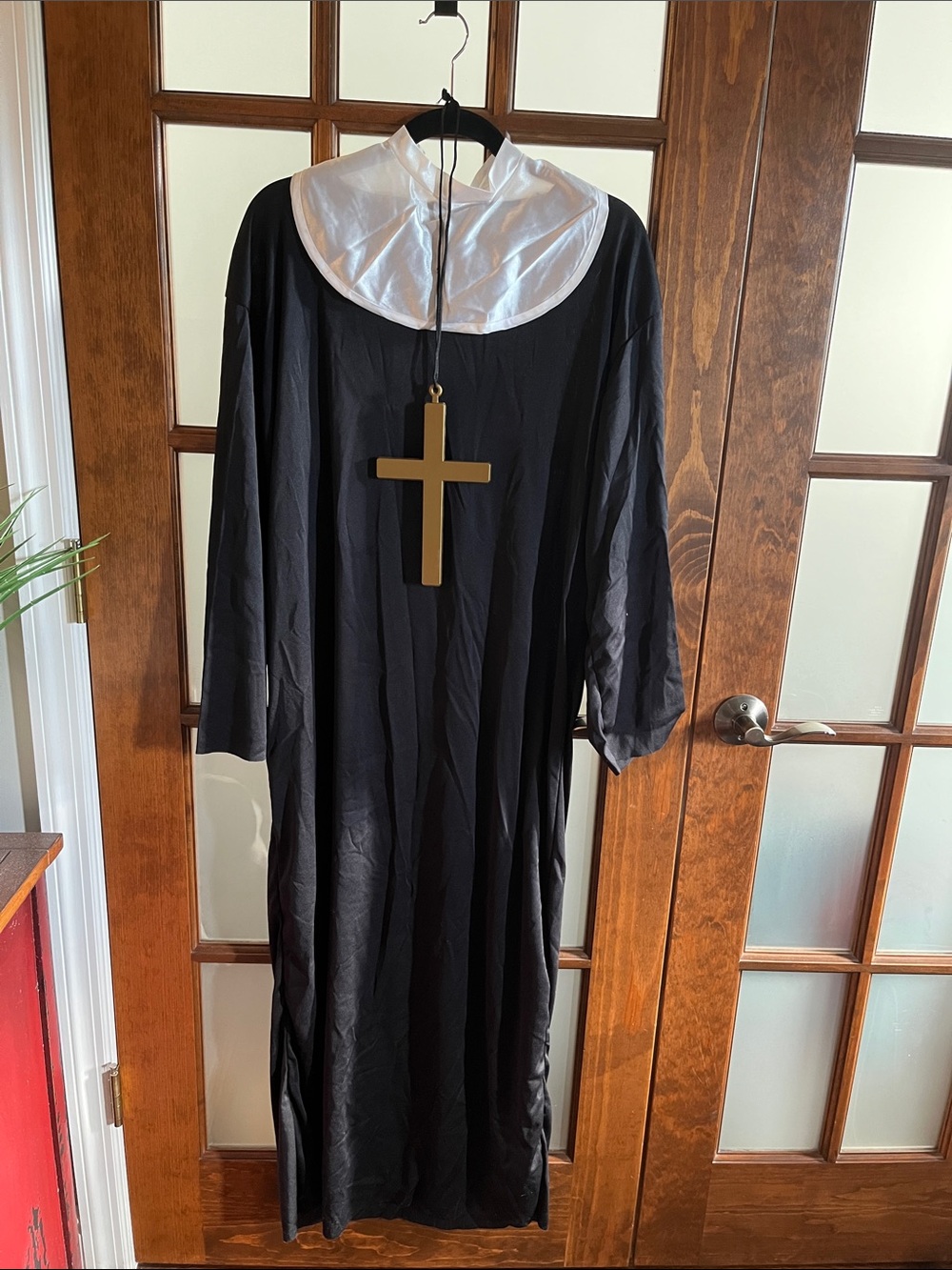 Modest Black Maxi Dress with White Collar